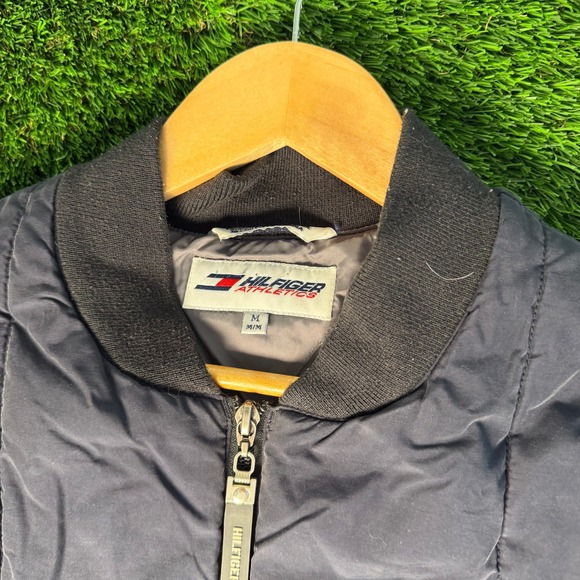 Tommy Hilfiger Athletics Vintage Navy Blue Quarter Zip Side Zip Puffer Vest M - Picture 2 of 7